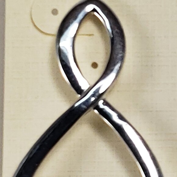 Silver-Tone Sculptural Teardrop Open Loop Earrings Bold Modern Statement Jewelry - Picture 5 of 7